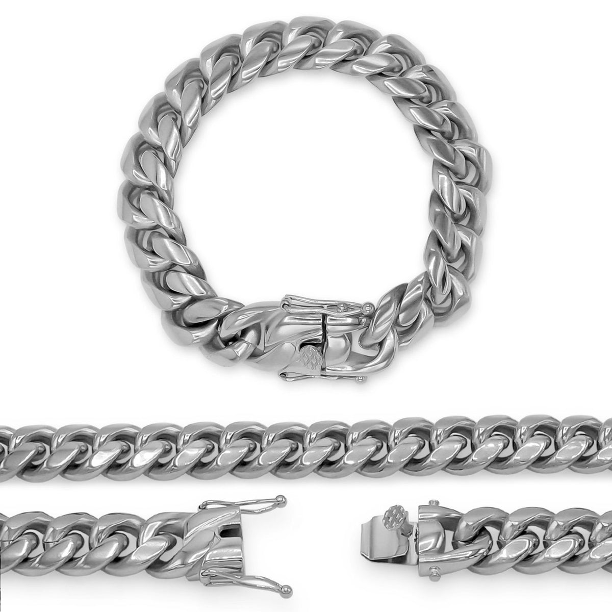 Cuban Link Chain Silver Curb Bracelet 8.5
