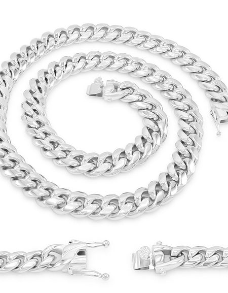 Silver Cuban Link Stainless Steel Necklace 30"