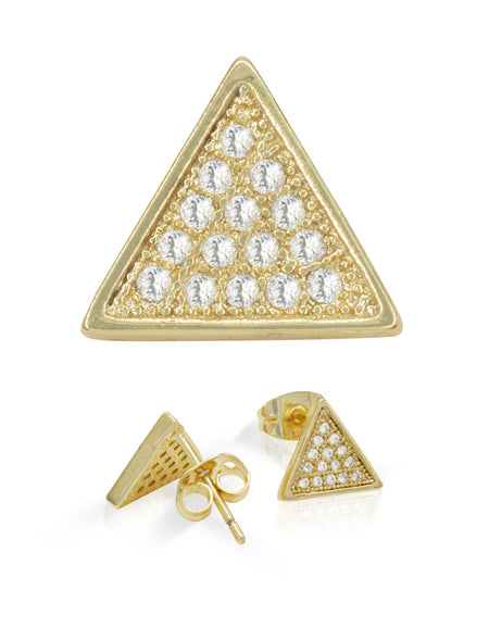 14K gold Filled CZ Triangle Stud Earrings