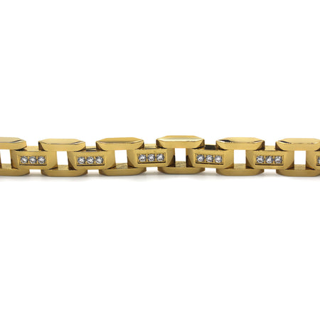 Fancy Men's Stainless Steel Bracelet Fashion Wrist Band CZ (Gold)