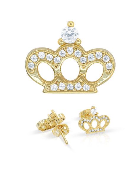 14K gold Filled CZ Crown Stud Earrings