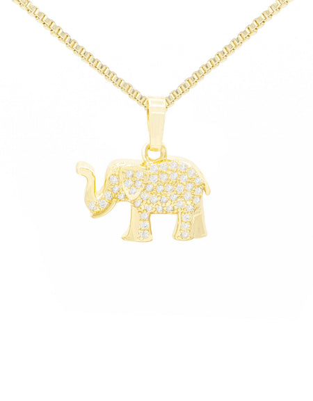 Elephant Cubic Zirconia Pendant With 14K Gold Filled Necklace Set
