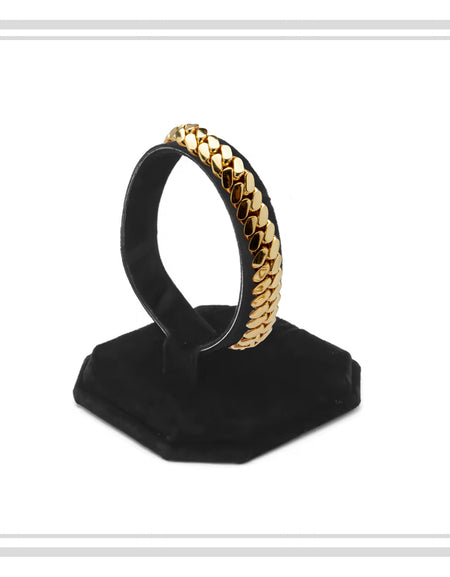 Miami Cuban Link Chain Bracelet 14K Gold Premium Plated 10-24mm Men Jewelry 8.5 inch