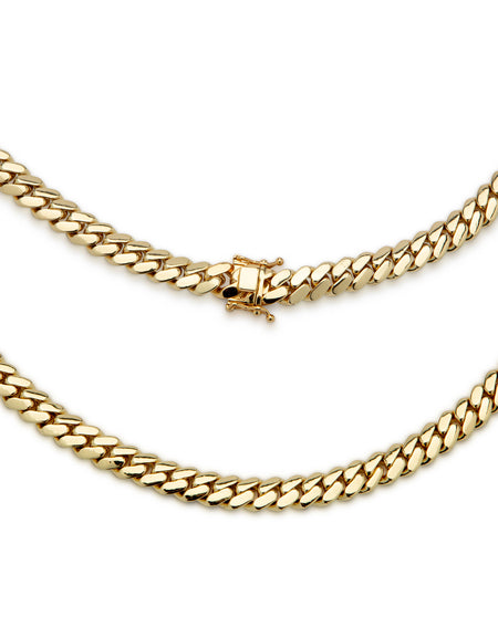 Miami Cuban Link Chain Necklace 14K Gold Premium Plated 10-24 mm Men Jewelry 24 inch