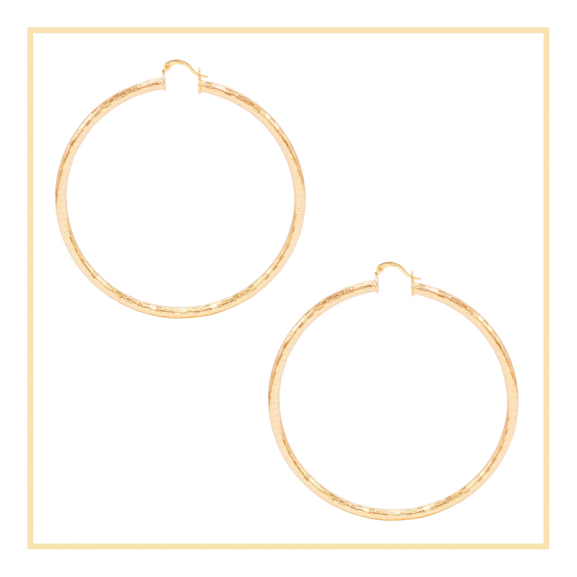 14K Gold-Filled Box Cut Hoop Women Earrings 4 mm Thick 25-80 mm