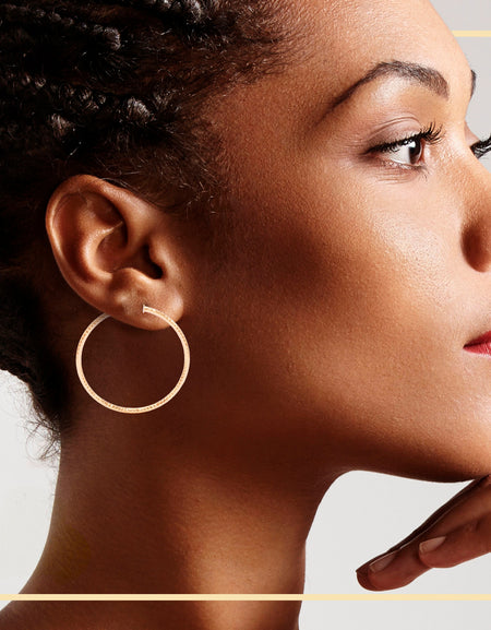 Tri Cut 14K Gold-Filled Hoop Women Earrings 4 mm Thick 25-80 mm