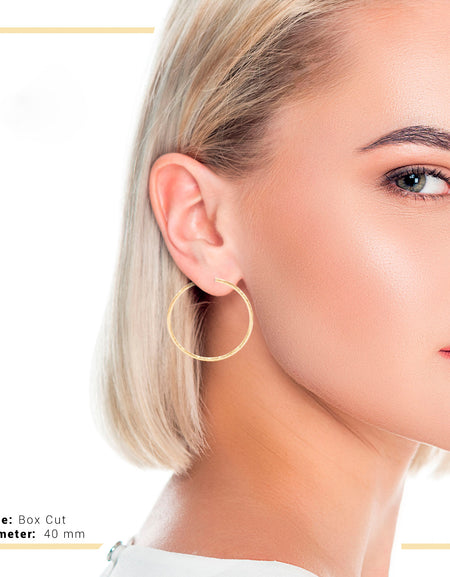 14K Gold-Filled Box Cut Hoop Women Earrings 4 mm Thick 25-80 mm