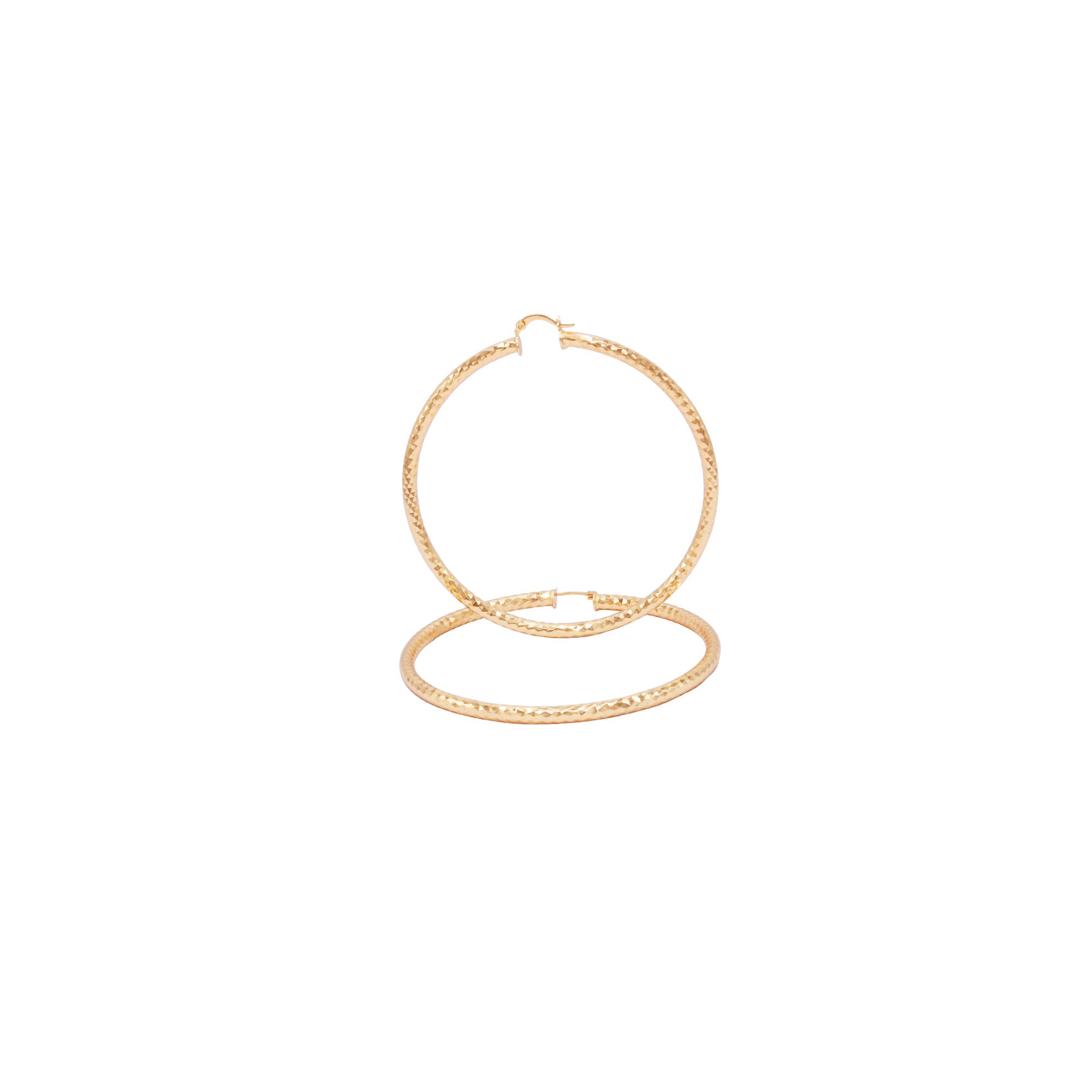 Tri Cut 14K Gold-Filled Hoop Women Earrings 4 mm Thick 25-80 mm