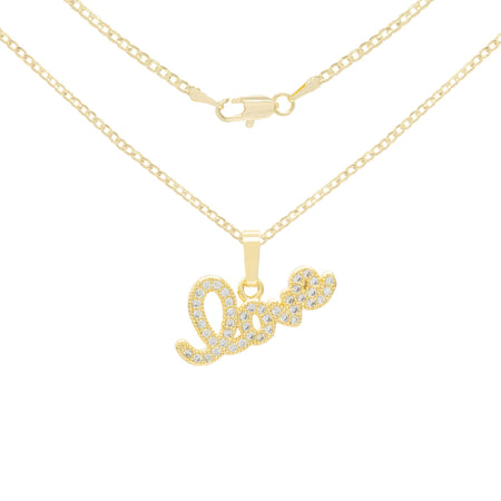 Cubic Zirconia 14K Gold Filled Flying Love Pendant Necklace Set