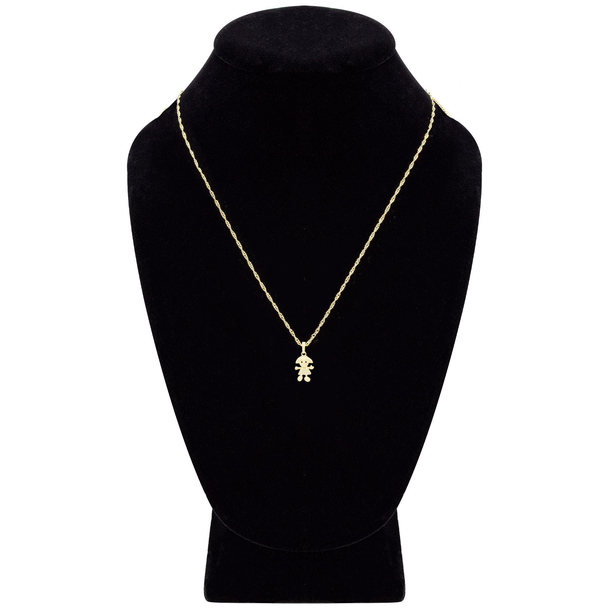 Happy Girl Cubic Zirconia Pendant With Necklace Set 14K Gold Filled