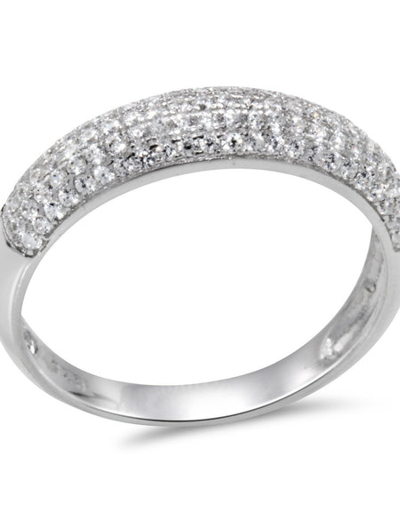 CZ 4mm Band Vintage White Gold Plated Sterling Silver Ring, Engagement Ring