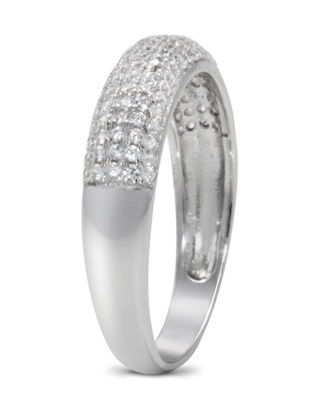 CZ 4mm Band Vintage White Gold Plated Sterling Silver Ring, Engagement Ring