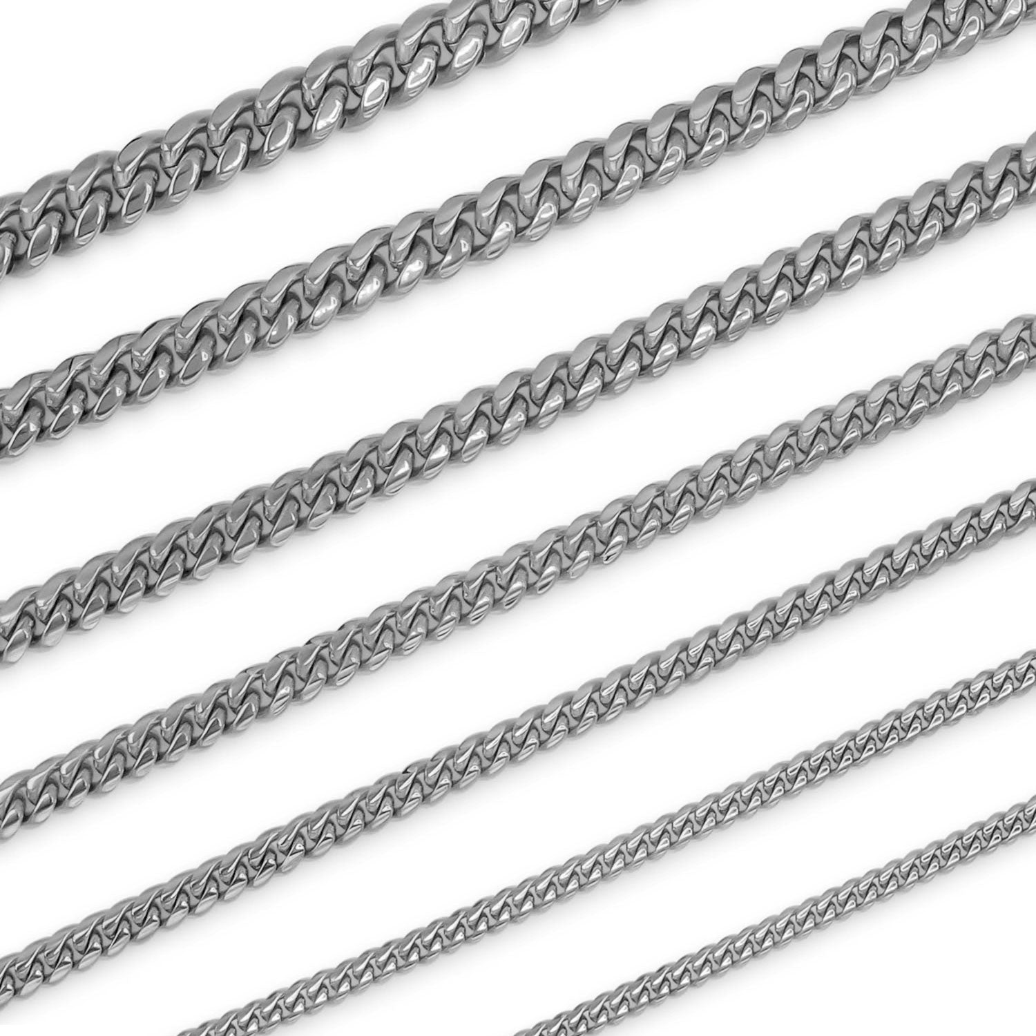 Silver Cuban Link Chain Necklace 30" Bracelet 8.5" Stainless Steel Set For Men