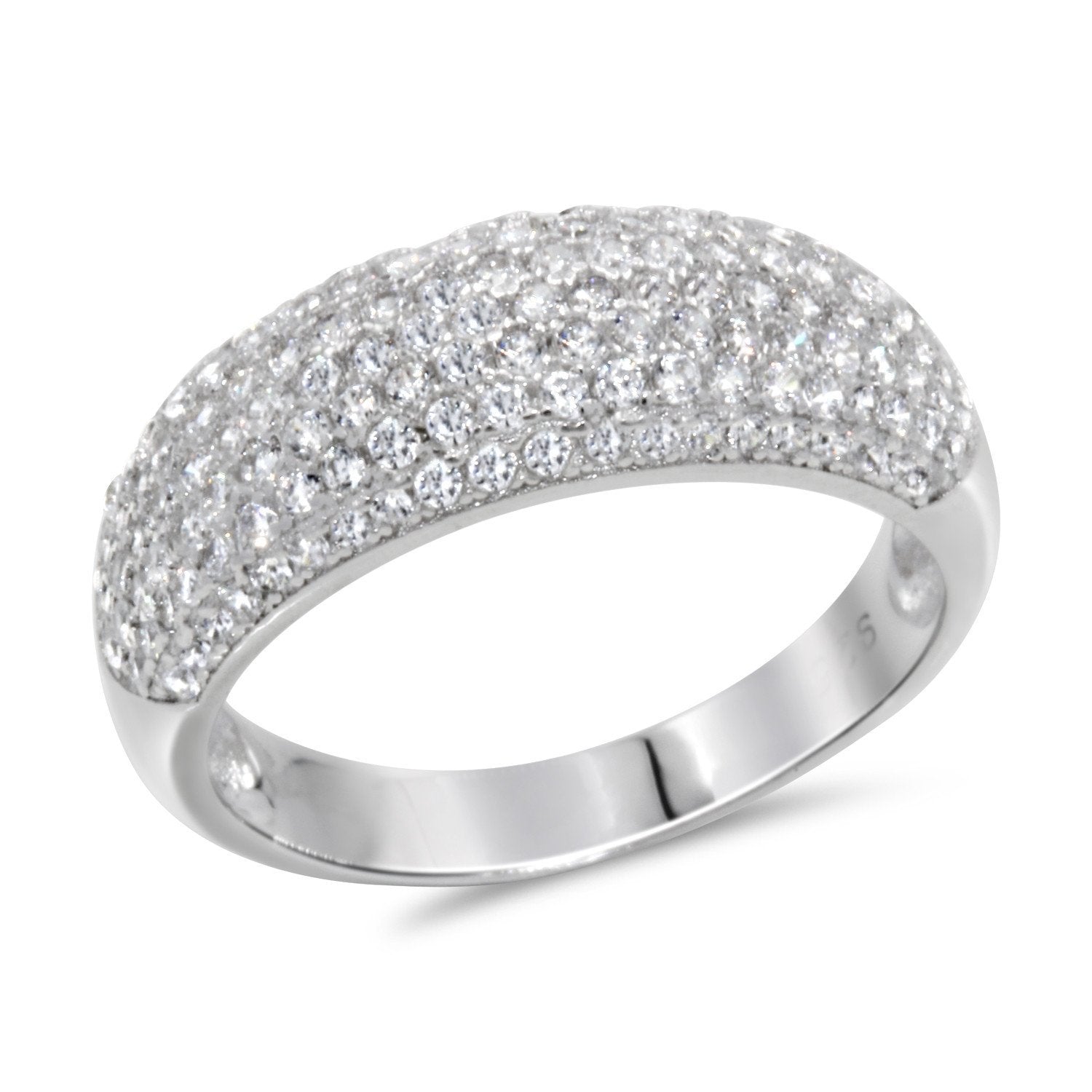 CZ 5mm Sterling Silver Plated Diamond Stimulant Band Engagement Ring