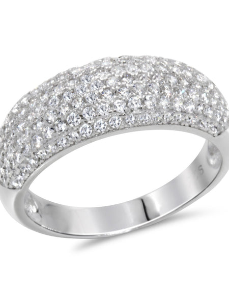 CZ 5mm Sterling Silver Plated Diamond Stimulant Band Engagement Ring