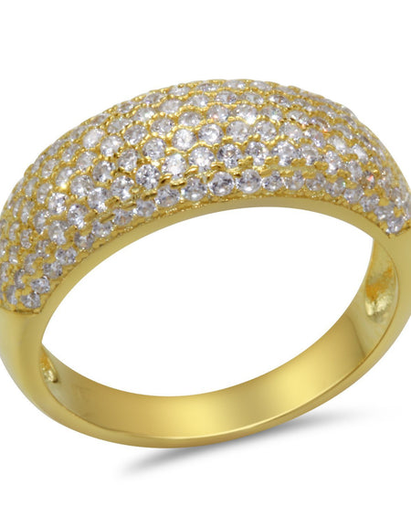 CZ 7mm Sterling Silver Gold Plated Diamond Stimulant Band Engagement Ring