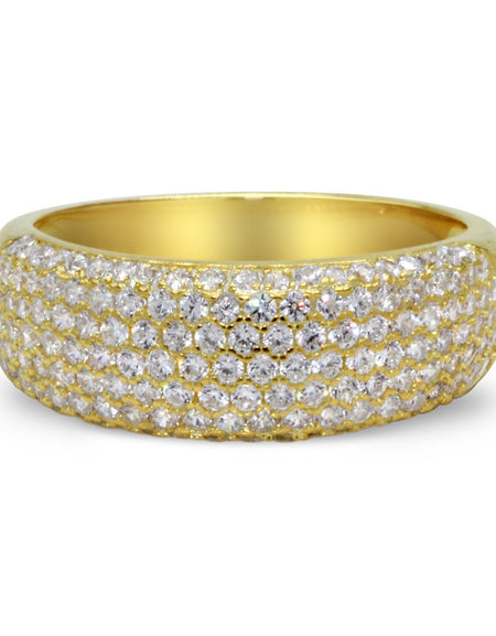 CZ 7mm Sterling Silver Gold Plated Diamond Stimulant Band Engagement Ring