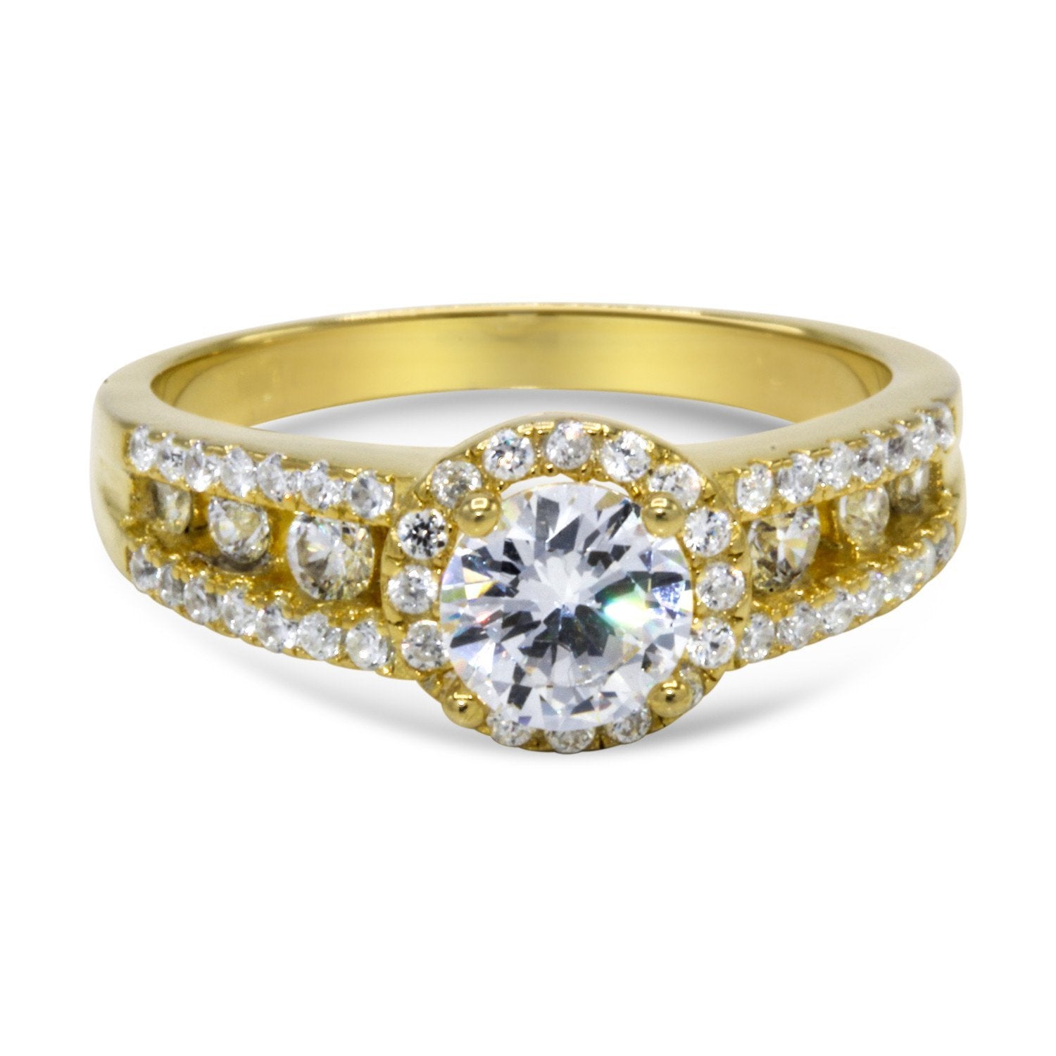 CZ 5mm Center Stone Gold Engagement Ring
