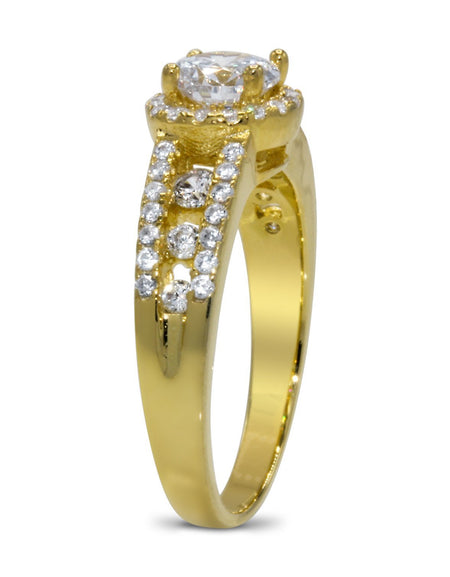 CZ 5mm Center Stone Gold Engagement Ring