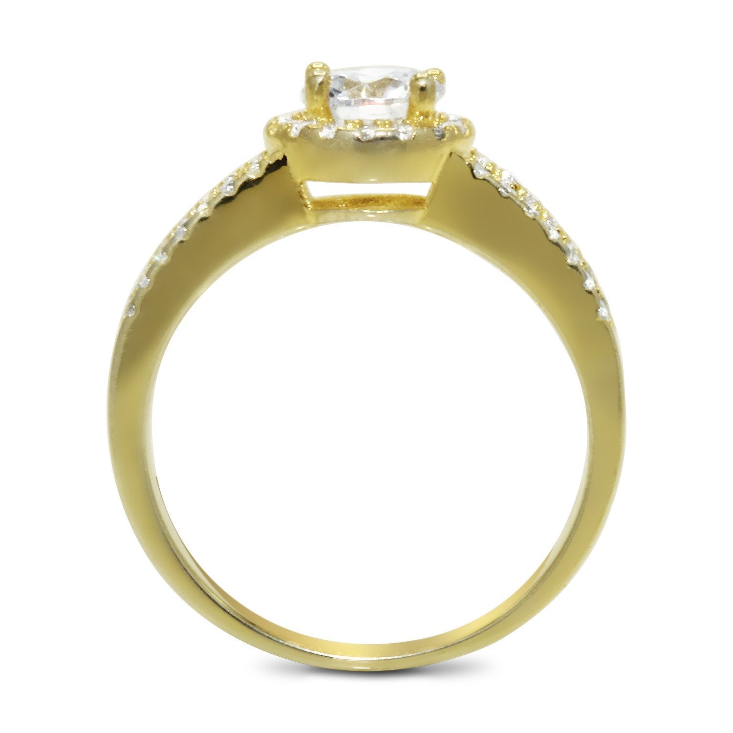 CZ 5mm Center Stone Gold Engagement Ring