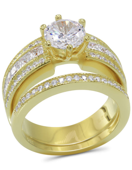 Round Cubic Zirconia Wedding Ring Set