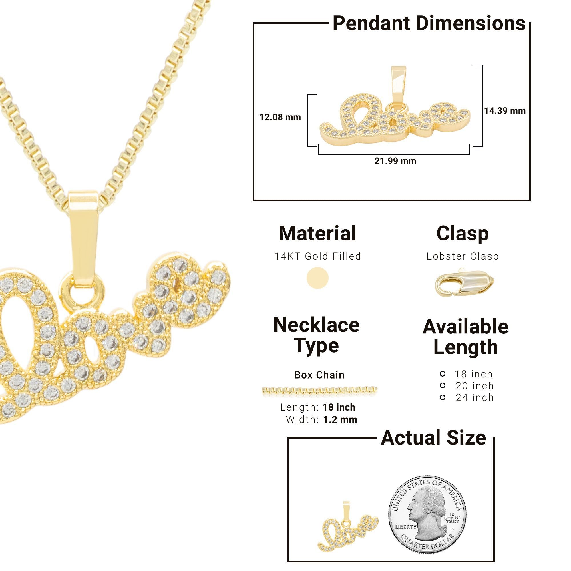 Cubic Zirconia 14K Gold Filled Flying Love Pendant Necklace Set