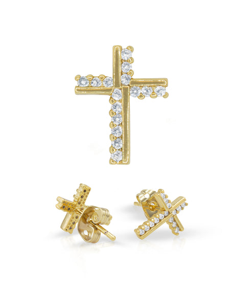 14K gold Filled CZ Religious Stud Earrings