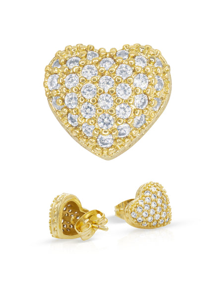 14K gold Filled CZ Heart Stud Earrings