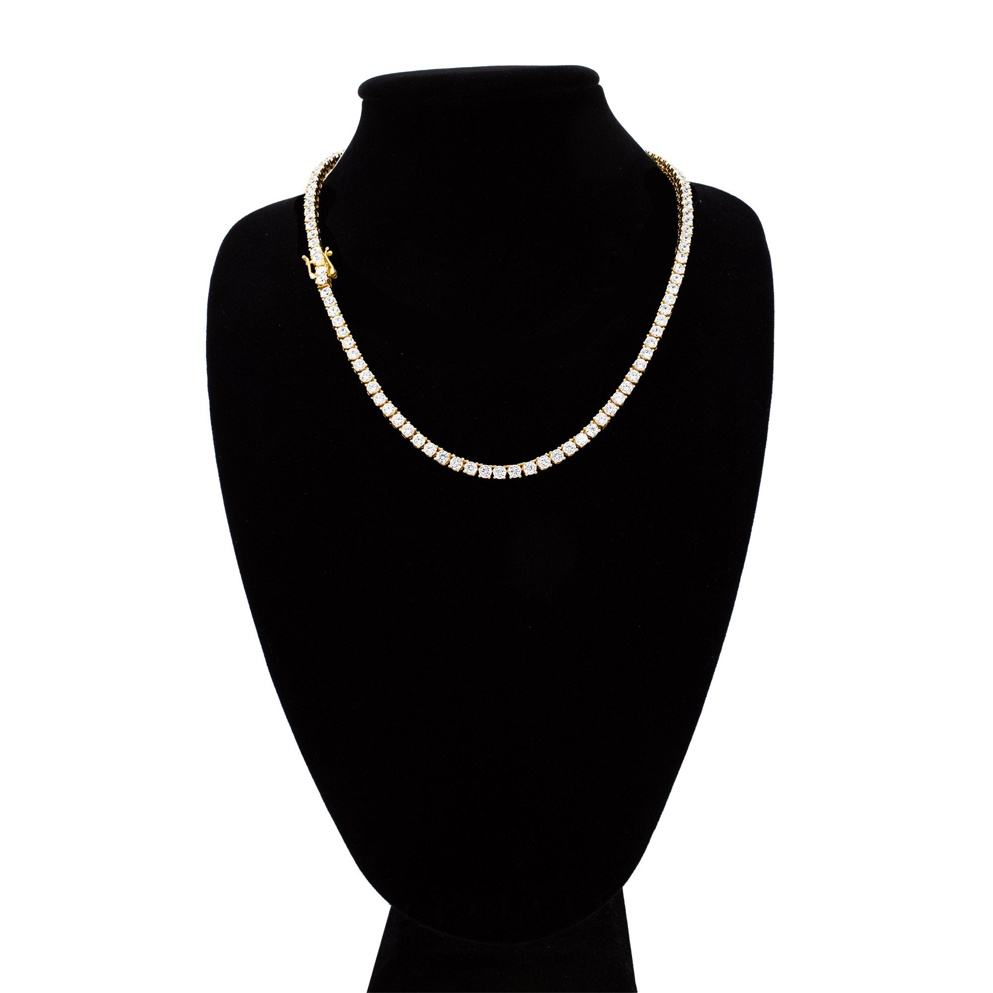 14K Gold Plated Tennis Chain Cubic Zirconia Necklace For Women 18" 20" 24"