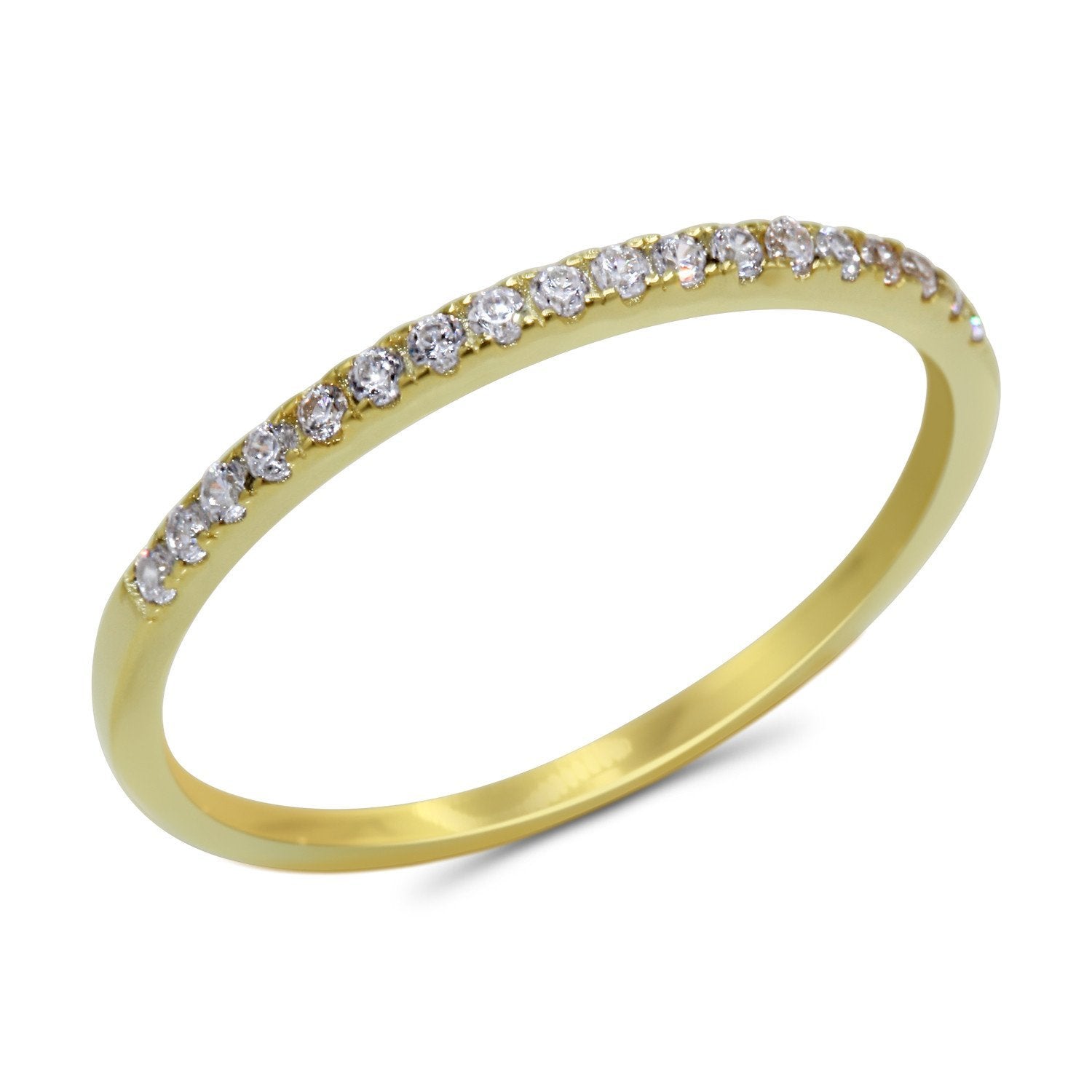 CZ 4mm Elegant Sterling Silver Gold Plated Crossover Halo Engagement Ring