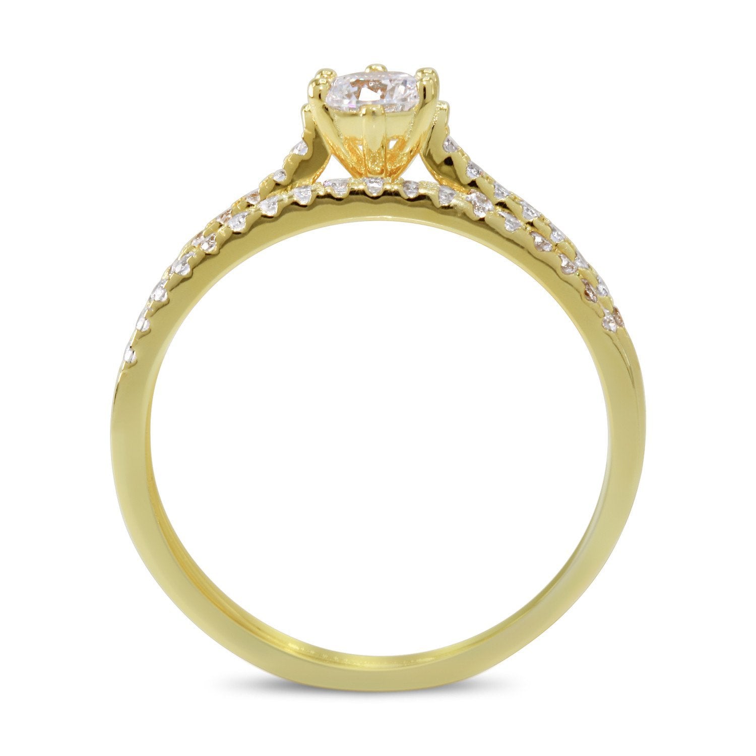 CZ 4mm Elegant Sterling Silver Gold Plated Crossover Halo Engagement Ring