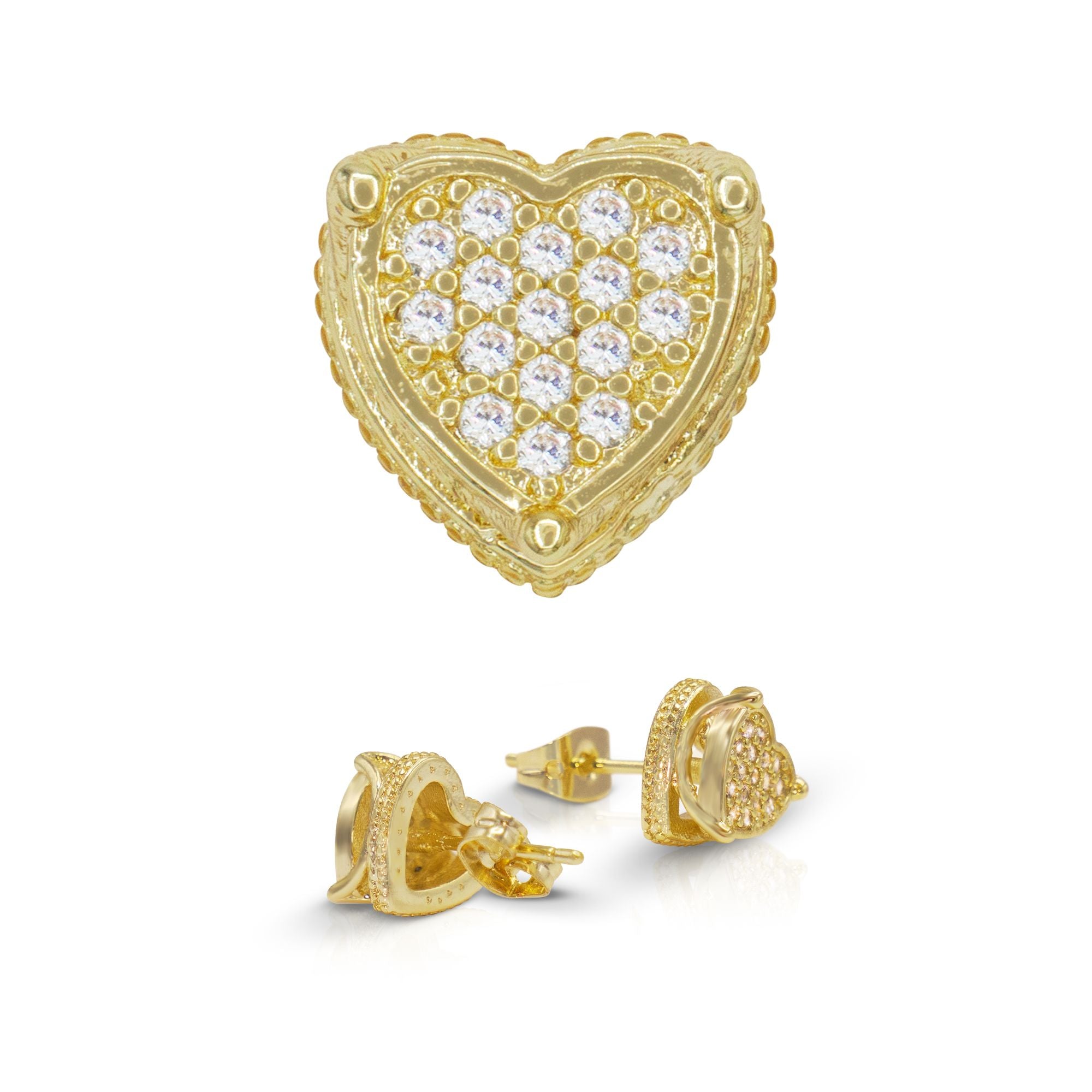 J&CO Jewellery Love Lock Stud Earrings Gold