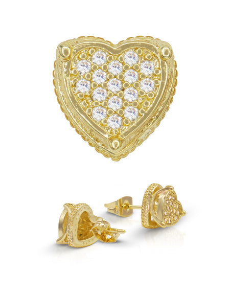 14K gold Filled CZ Heart Stud Earrings