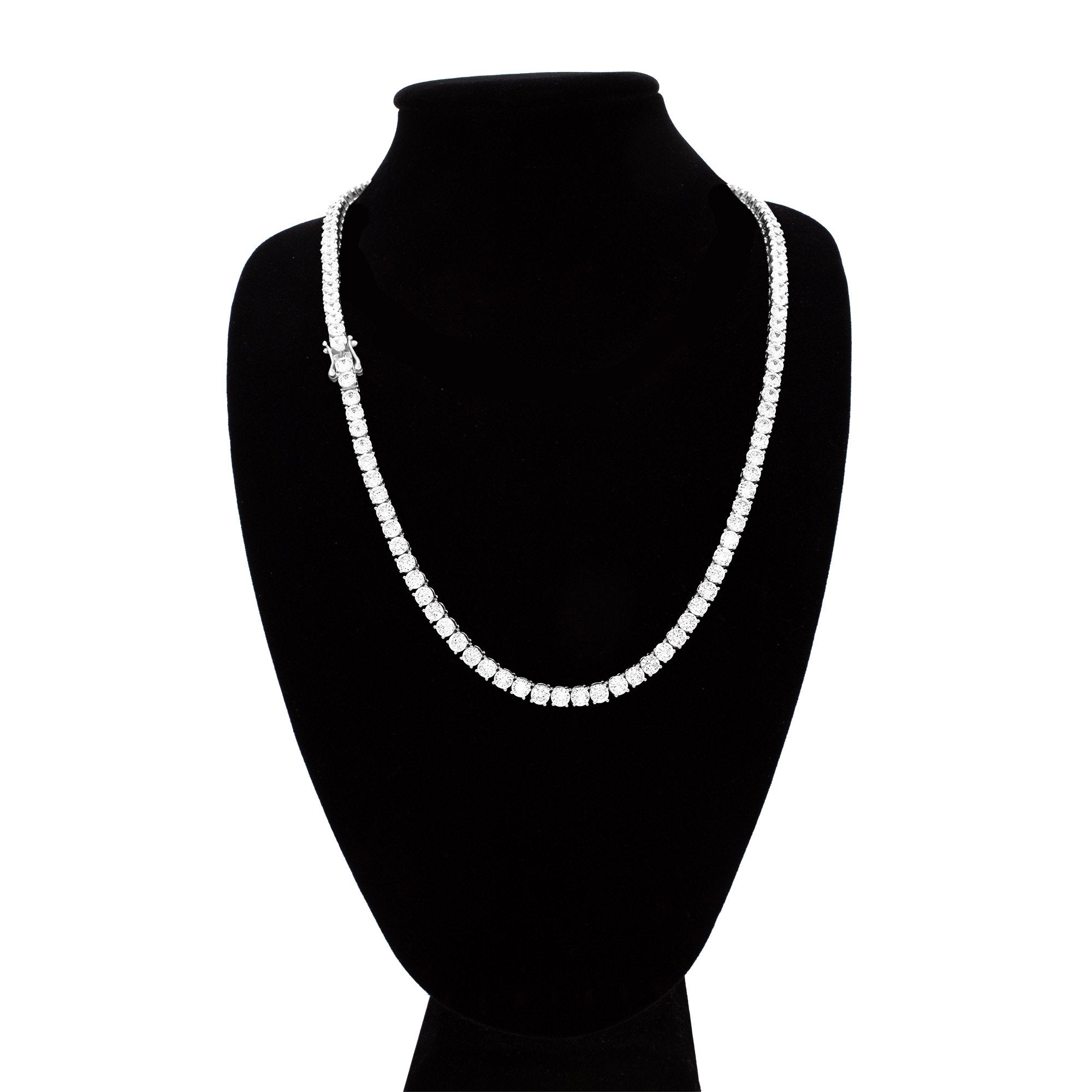 Silver Tennis Chain Cubic Zirconia Necklace For Women 18" 20" 24"