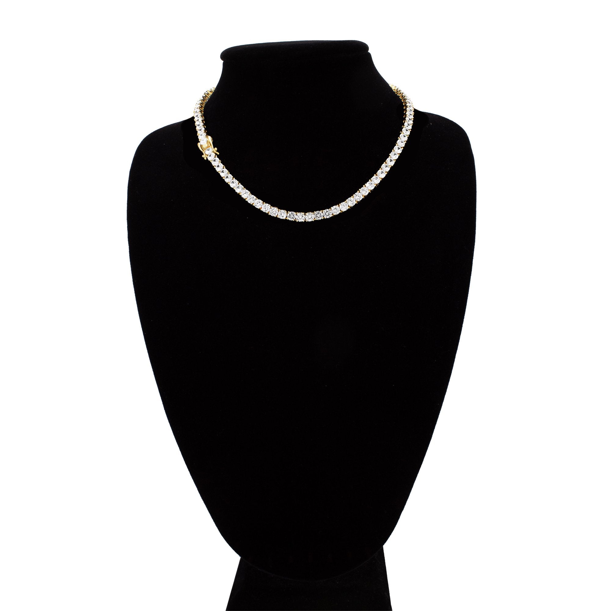 14K Gold Plated Tennis Chain Cubic Zirconia Necklace For Women 18" 20" 24"