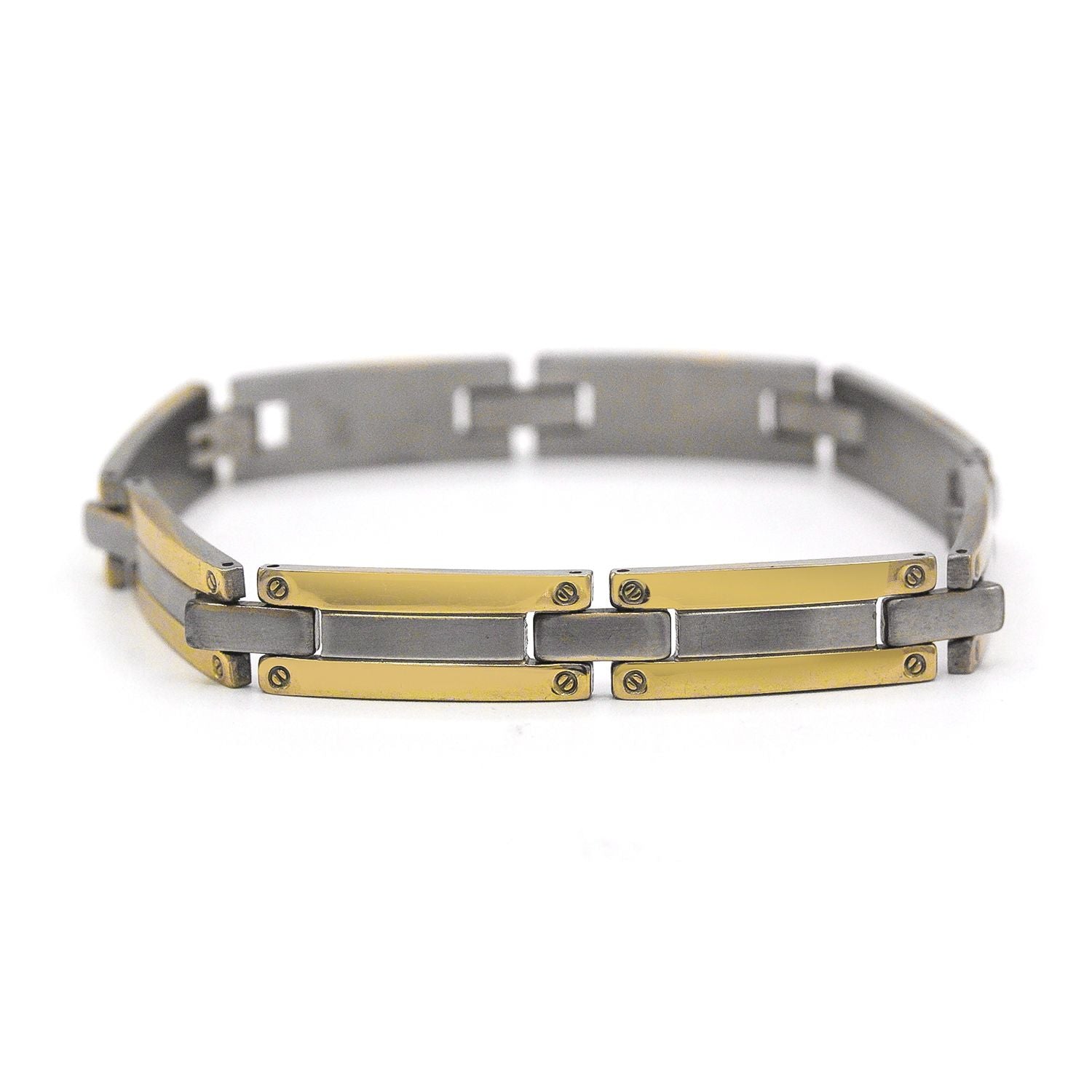 Cubic Zirconia Men's Bracelet 14K Gold Plated Wrist Band Fashion Jewelry 8.5"