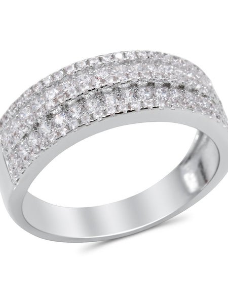 CZ 7mm Elegant Sterling Silver Plated Fashion Engagement Ring
