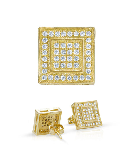 14K gold Filled CZ Square Stud Earrings