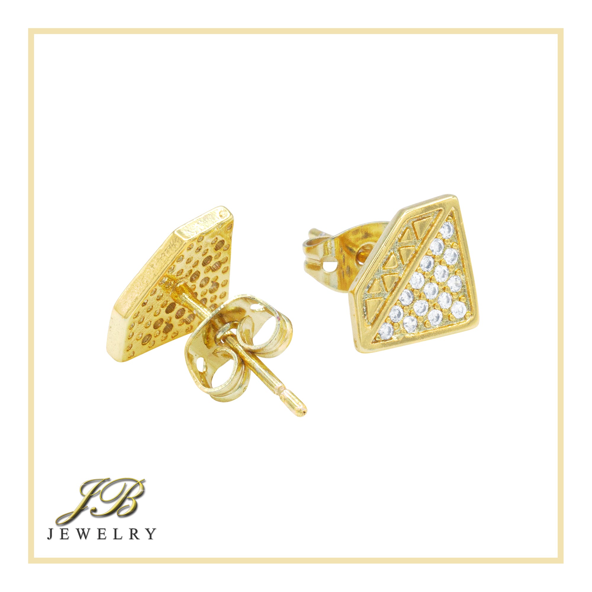 Diamond Cubic Zirconia Earrings 14K Gold Filled Hip Hop Stud Jewelry Women
