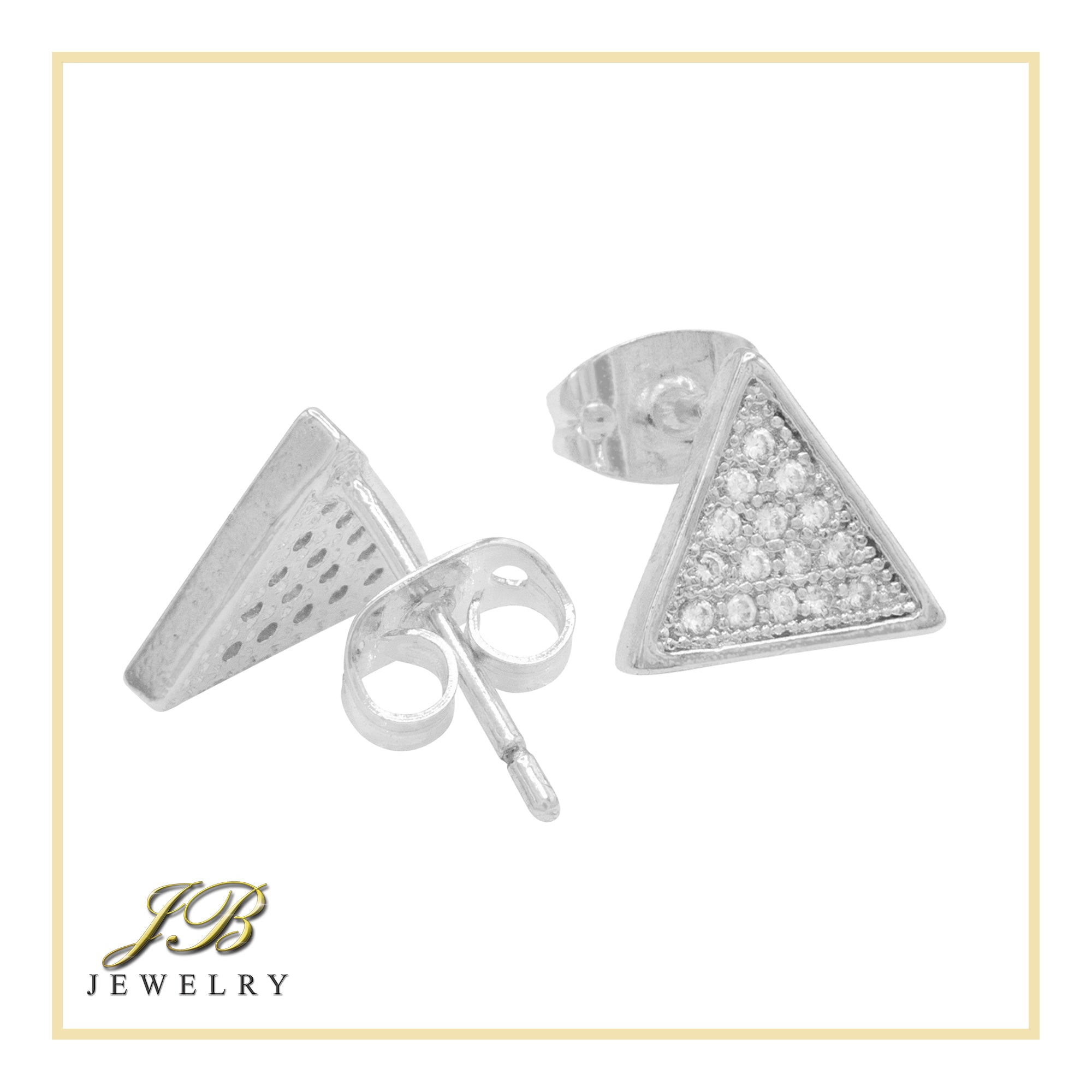 Triangle 14K Gold Filled Silver Earrings Cubic Zirconia Hip Hop Studs  Jewelry Men Women