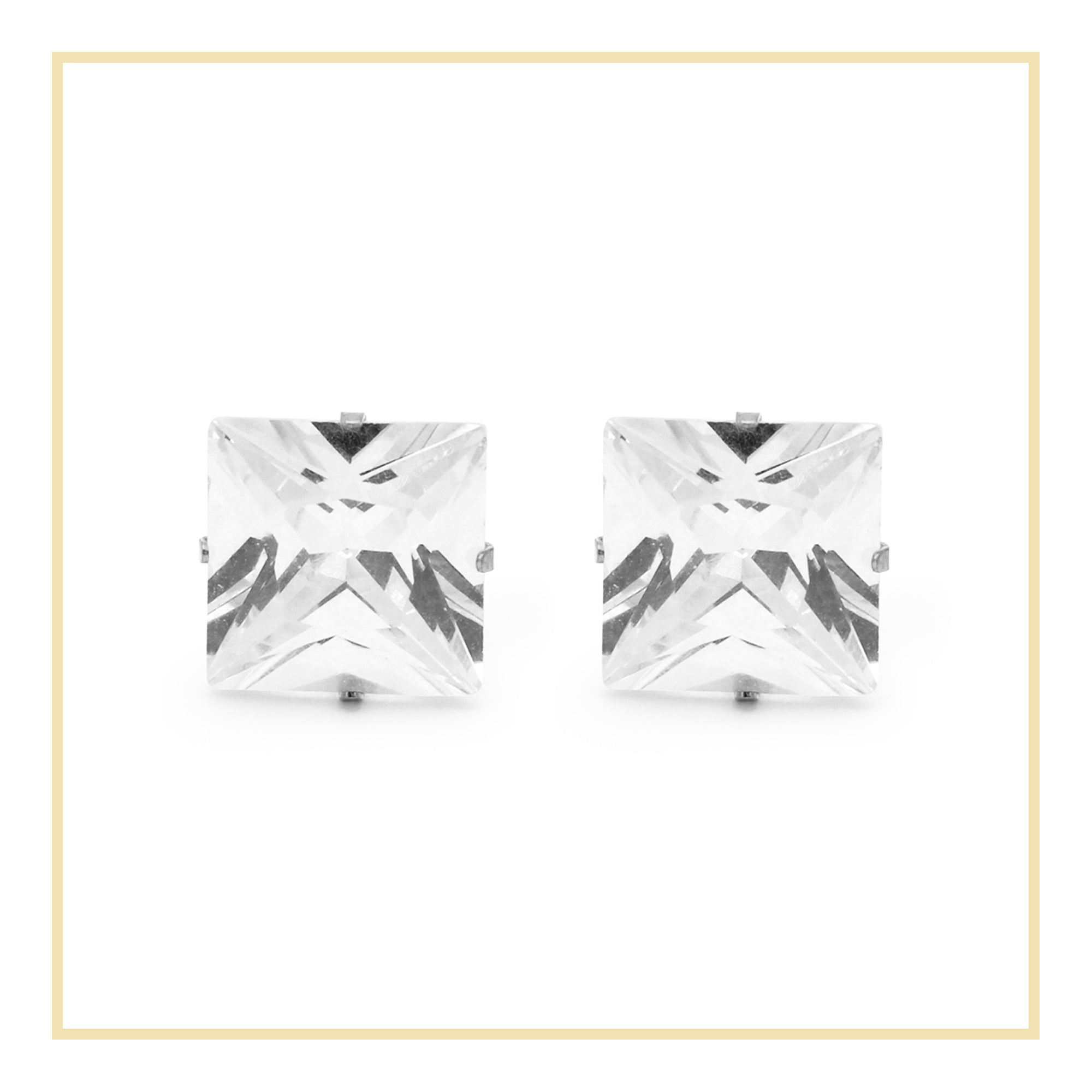 Cubic Zirconia Square Stud Earrings Stainless Steel Black Jewelry Men – JB  Jewelry BLVD