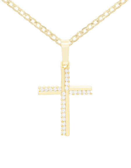 Elegant Cross Cubic Zirconia Pendant With Necklace Set 14K Gold Filled