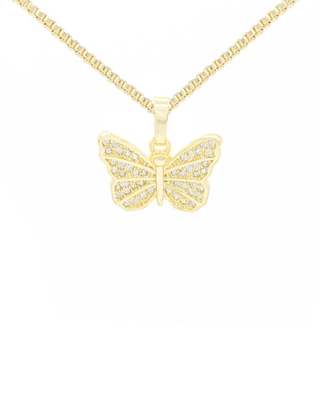 Butterfly Cubic Zirconia Pendant With Necklace Set 14K Gold Filled