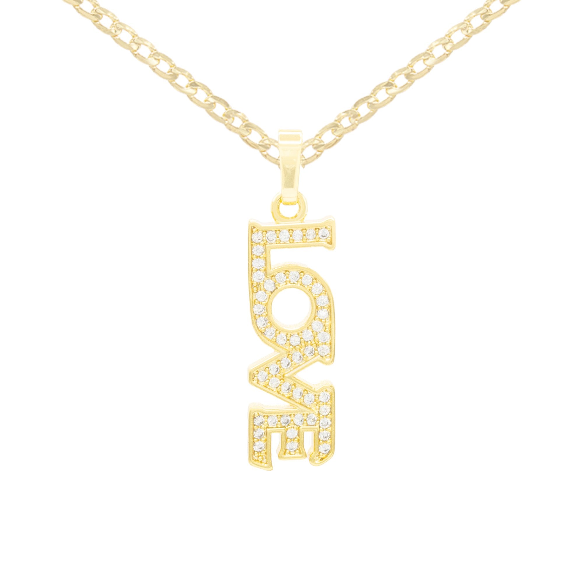 Cubic Zirconia 14K Gold Filled Long Love Pendant Necklace Set