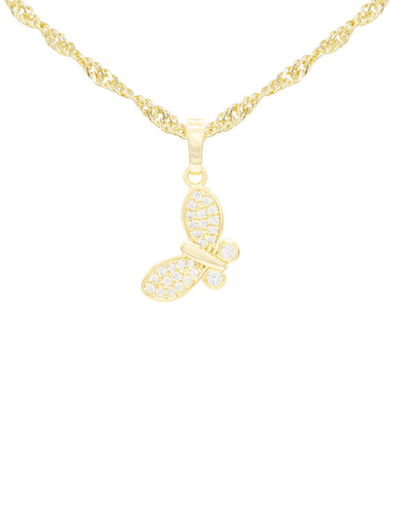 Flying Butterfly Cubic Zirconia Pendant With Necklace Set 14K Gold Filled