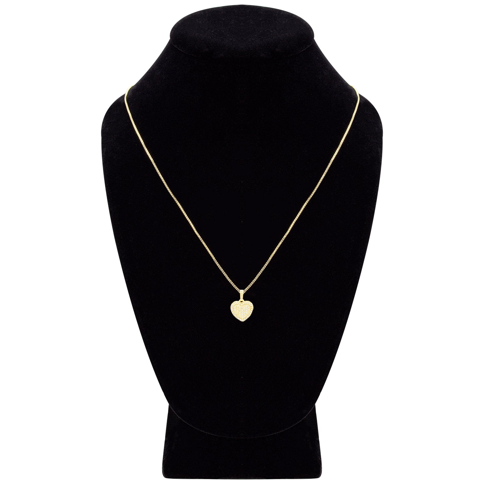 Cubic Zirconia 14K Gold Filled Dual Heart Pendant Necklace Set
