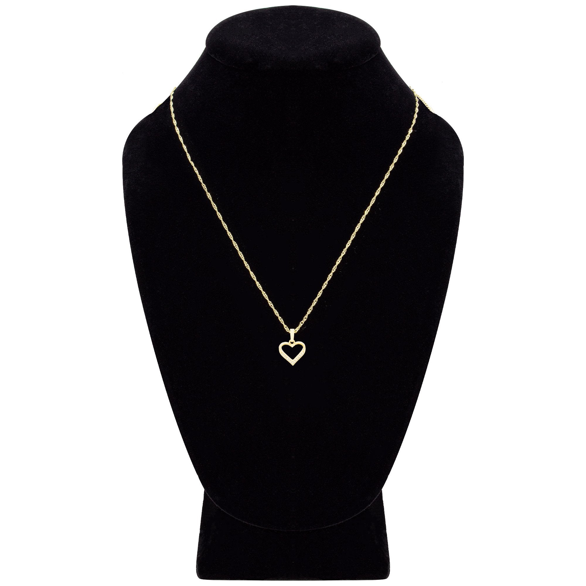 Cubic Zirconia 14K Gold Filled Delicate Heart Pendant Necklace Set