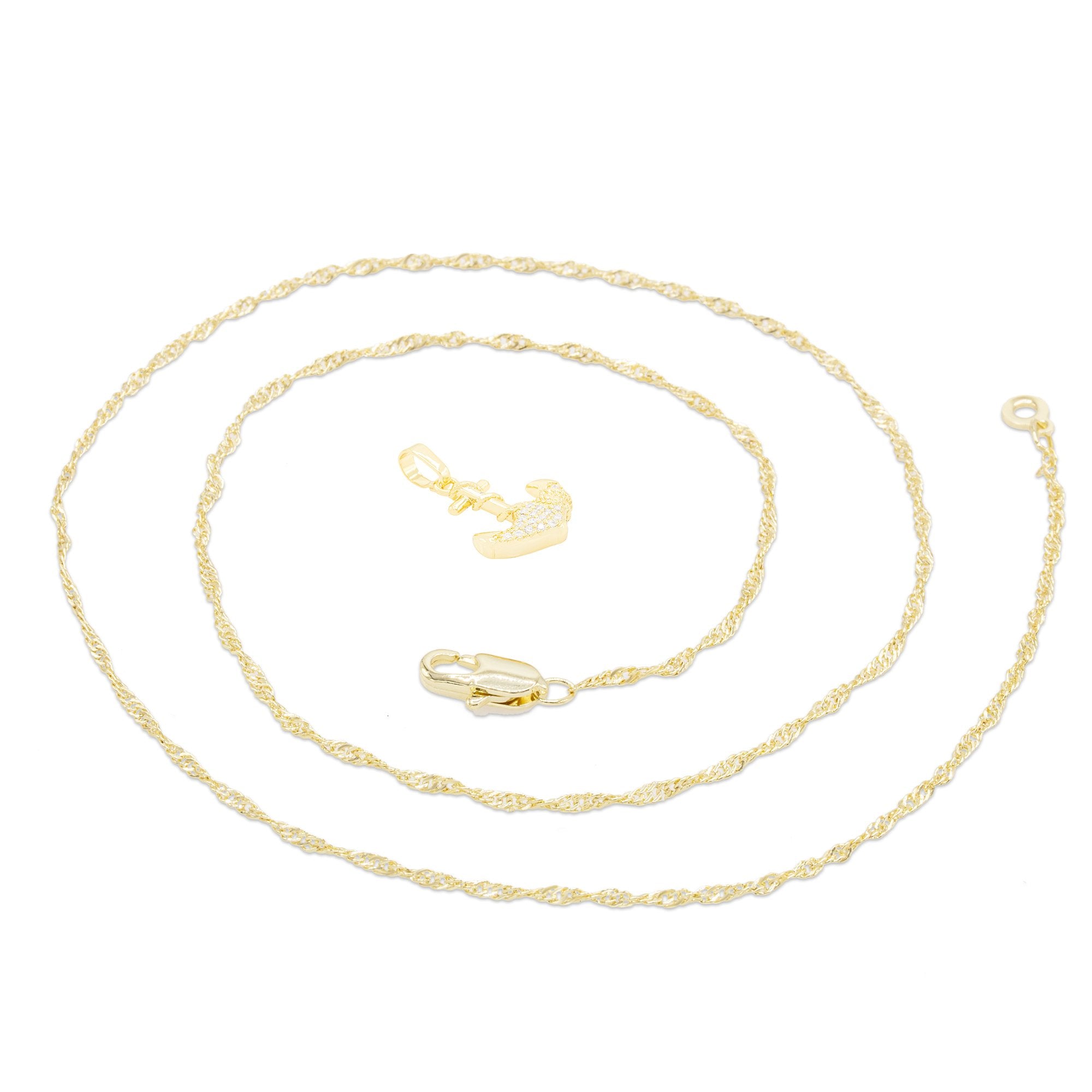 Anchor Cross Cubic Zirconia Pendant 14K Gold Filled Necklace Set