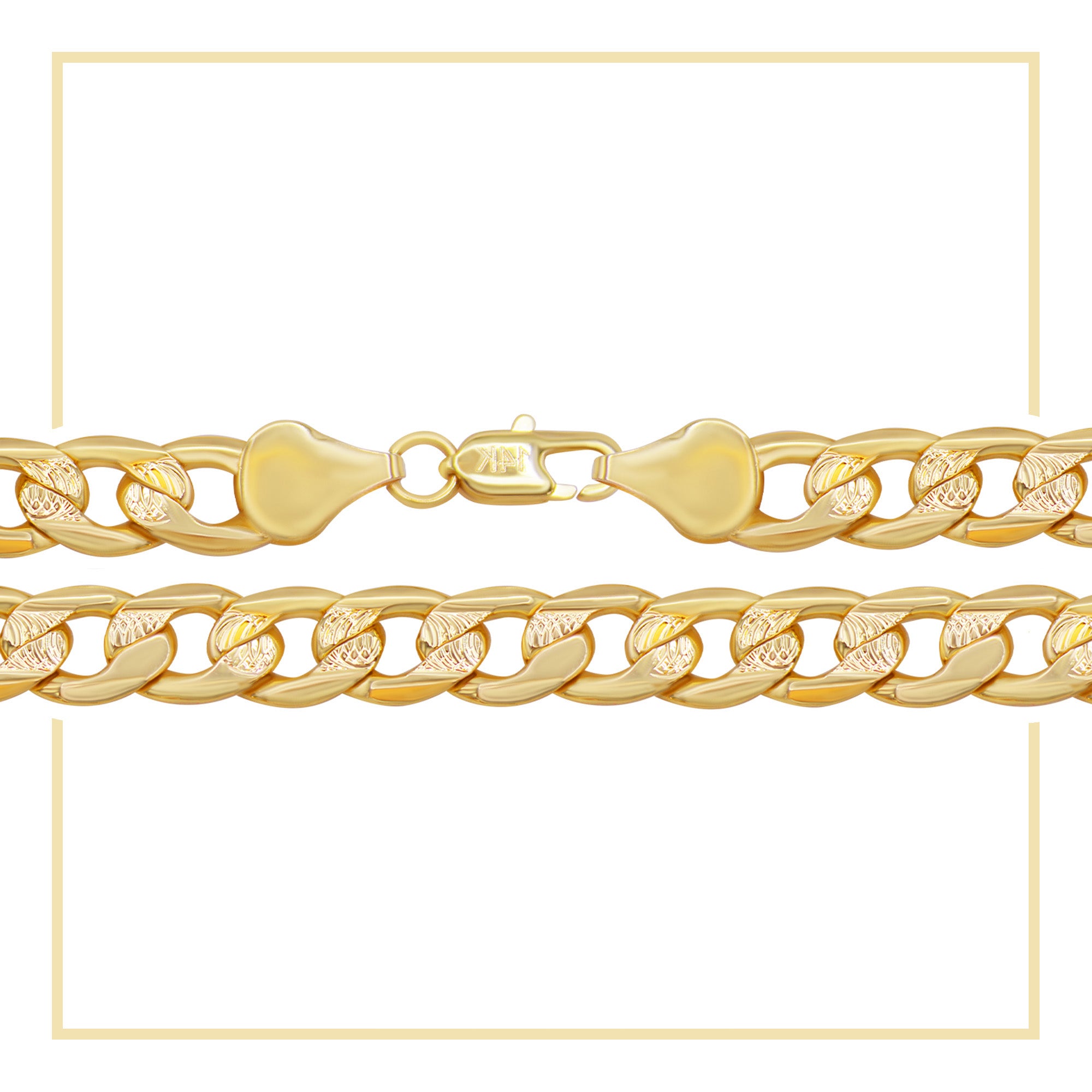 Diamond Cut Cuban Link 14K Gold Filled Necklace 24" Bracelet 8.5" Set 9 mm