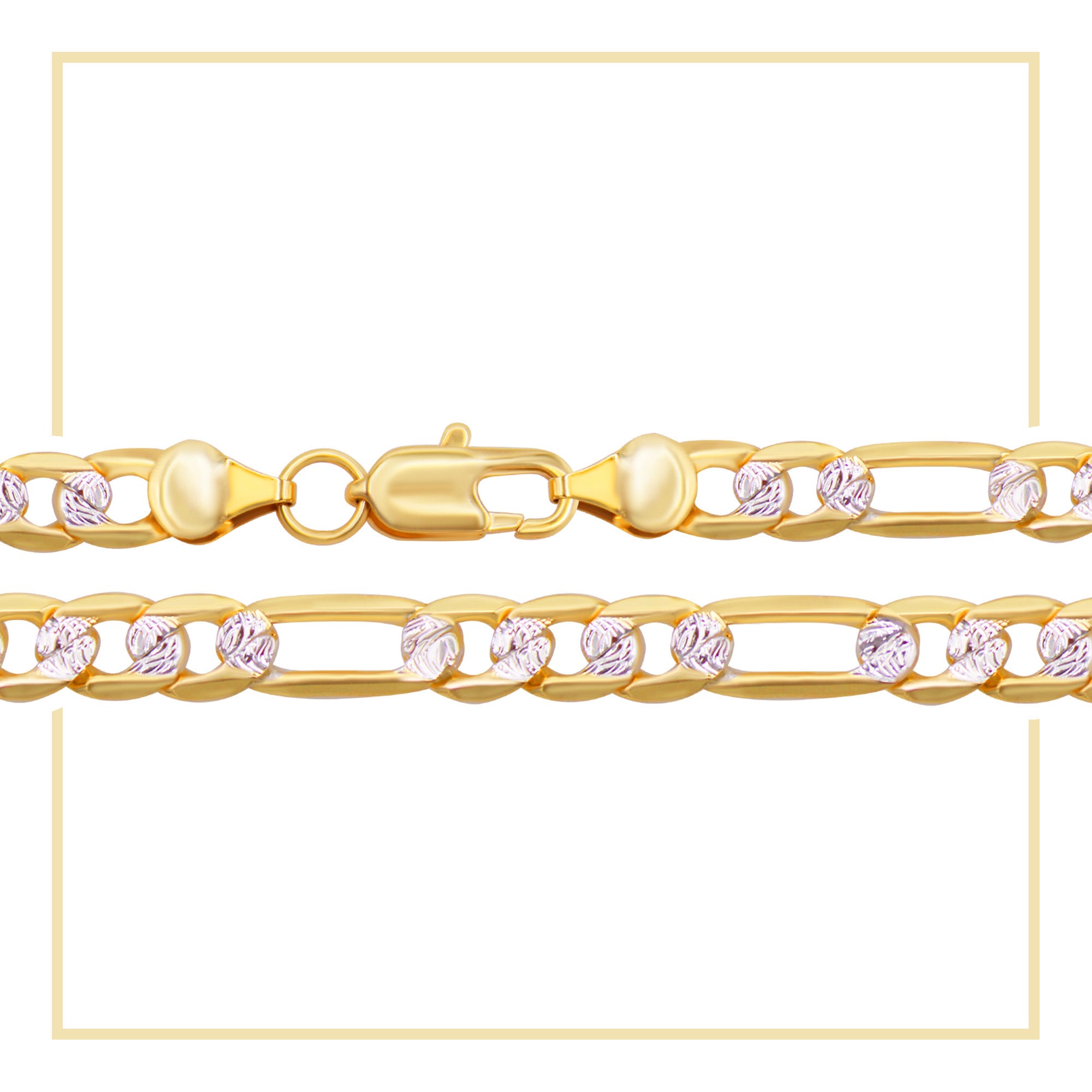 Diamond-Cut 14K Gold Filled Figaro Chain Necklace 24" Bracelet 8.5" Set 6 mm